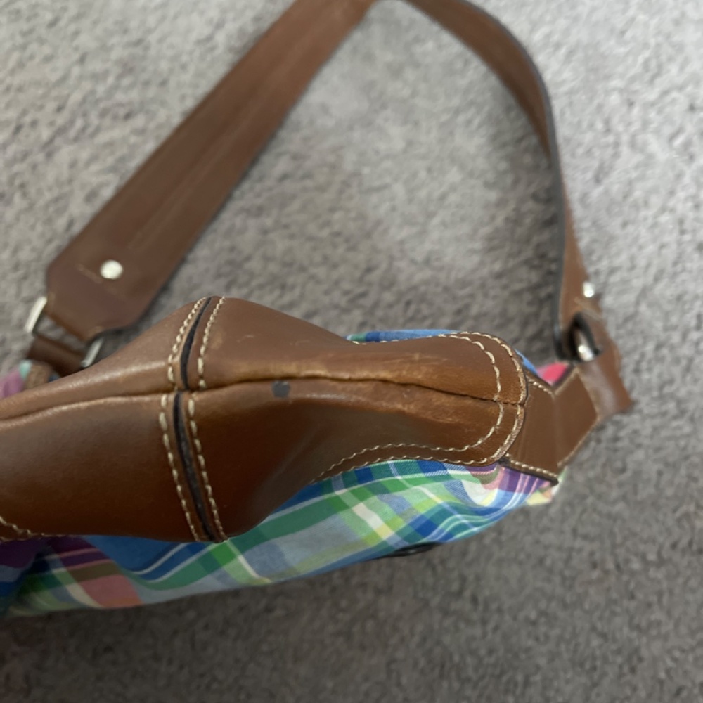 Chaps Luxemberg Blue Madras Plaid Purse - Picture 4 of 7